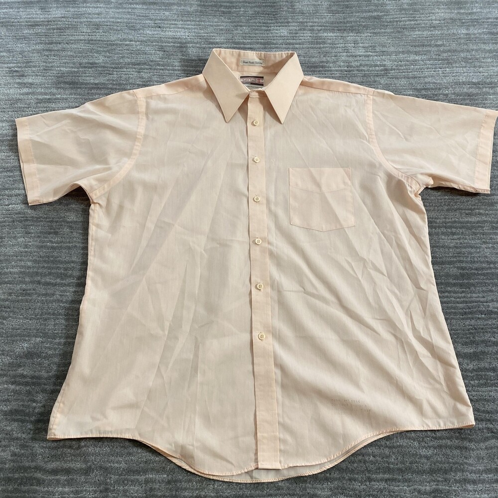 Vintage JCPenney Satin Touch II Shirt Mens 17 Short Sleeve Button Up 70s 80s